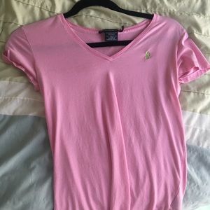Pink polo v neck